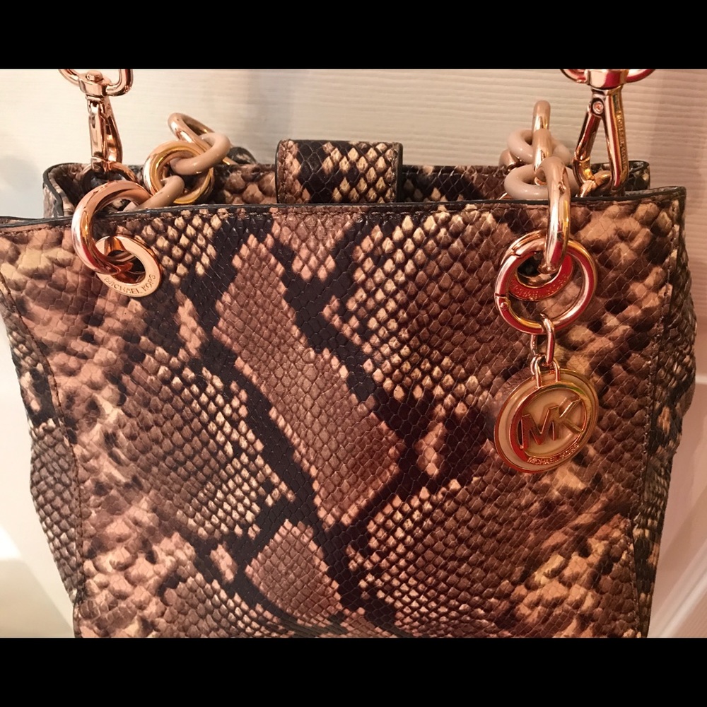 Michael Kors Medium Cynthia Snake Leather Blossom